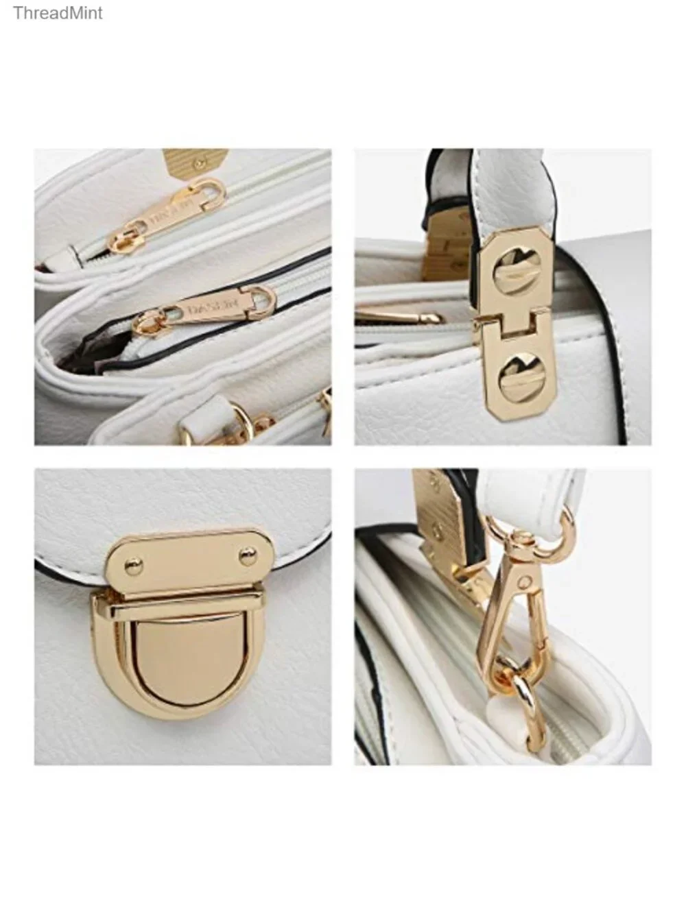 Vegan Leather Satchel Handbag Medium Tote Top Handle Purse Detachable Strap